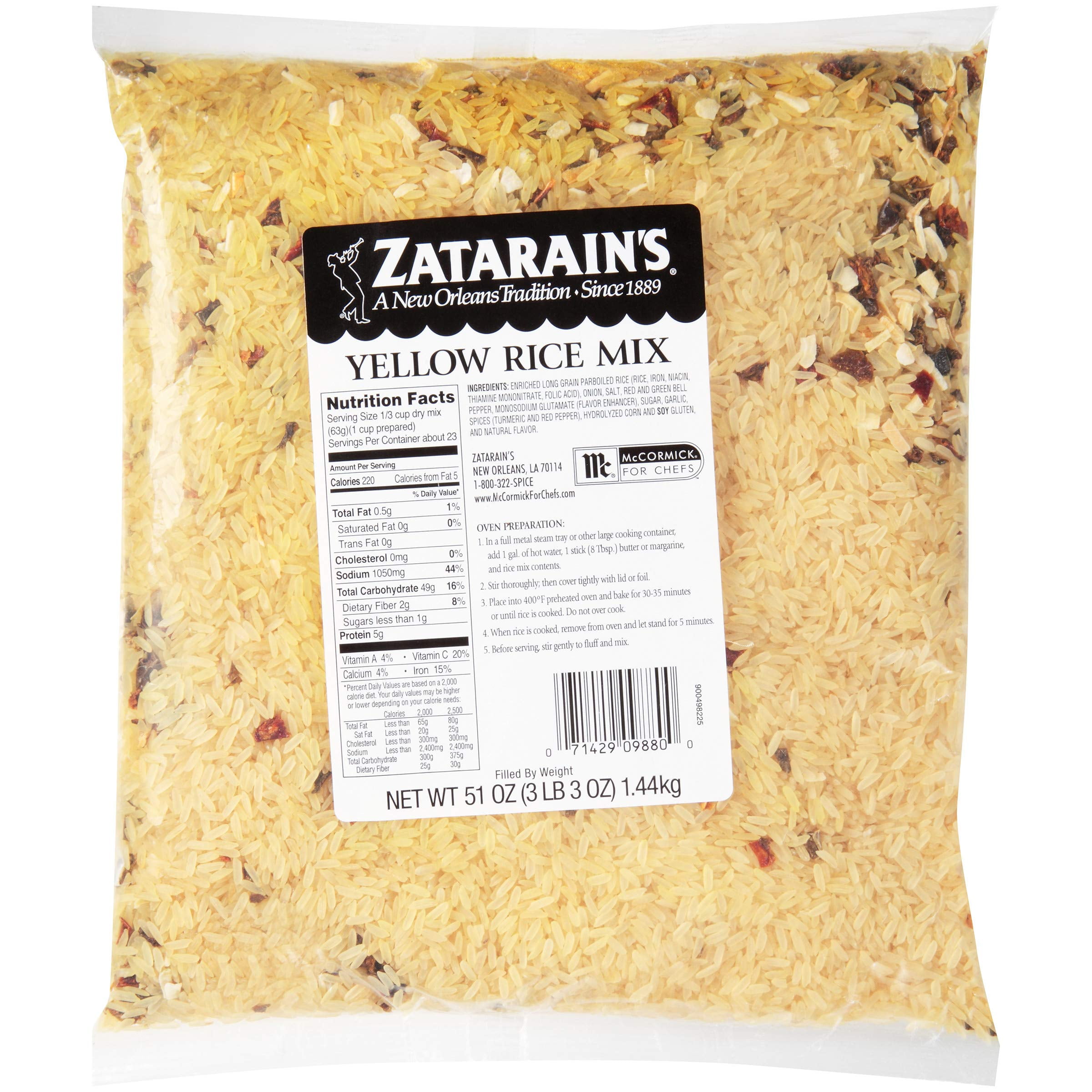 Zatarain,S New Orleans Yellow Rice Mix, 51 Oz One 51 Ounce Bag Of