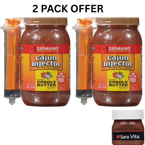 Zatarain's CAJUN INJECTORS Creole Butter Recipe Injectable Marinade with Injector, 16.0 oz Multipack