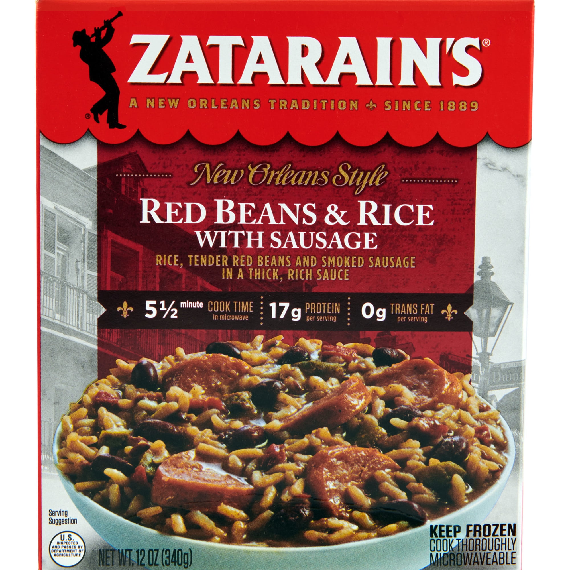 Zatarain's Frozen Meal Sausage, Red Beans & Rice, 12 oz Meal Kits