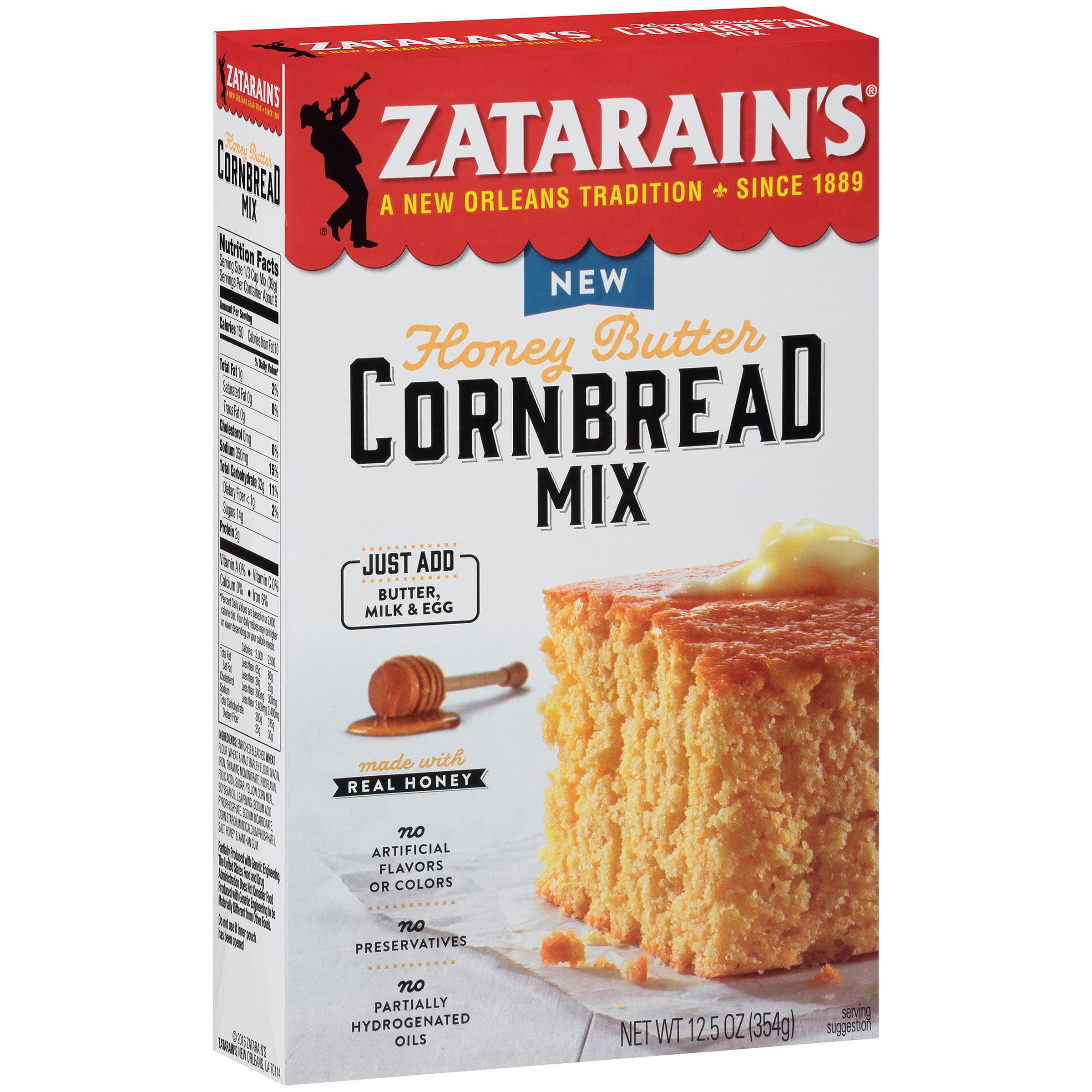 Zatarain's Honey Butter Cornbread DEF29 Mix, 12.5 oz (Pack of 6)