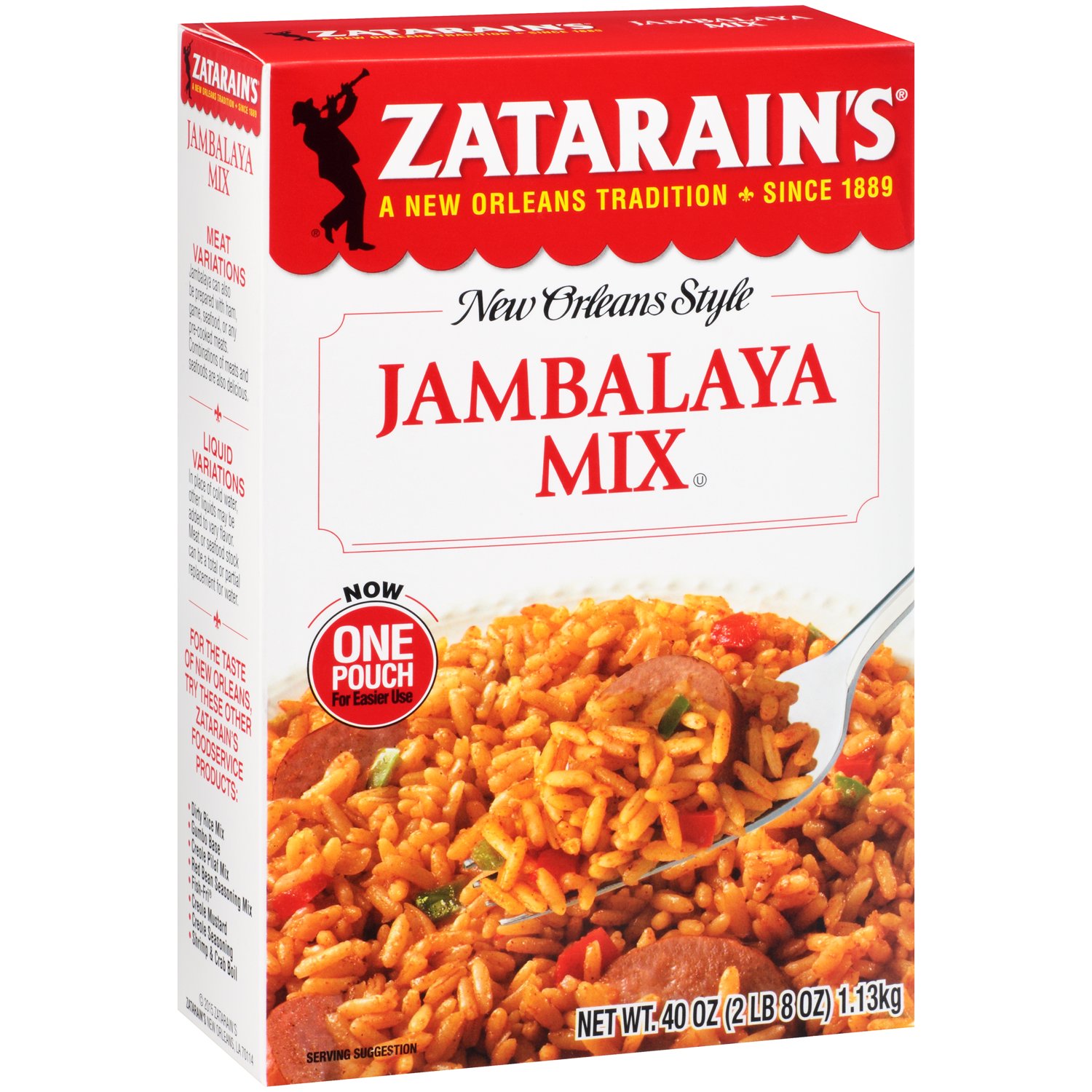 Zatarain's Jambalaya Mix, 40 oz - One 40 Ounce Box of Jambalaya Rice Mix, Perfect as a Stand-Alone Side or Signature Cajun Dish with Sausage, Chicken or Seafood - image 1 of 8