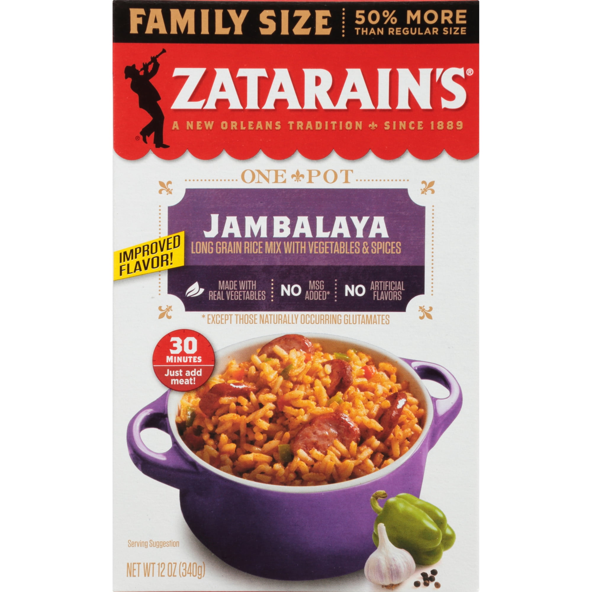Zatarain's Jambalaya Rice Family Size, 12 oz Packaged Meals