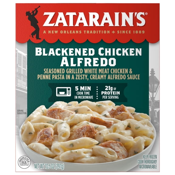 Zatarain's Blackened Chicken Alfredo Frozen Dinner, Prepared Meal, 10.5 oz Box