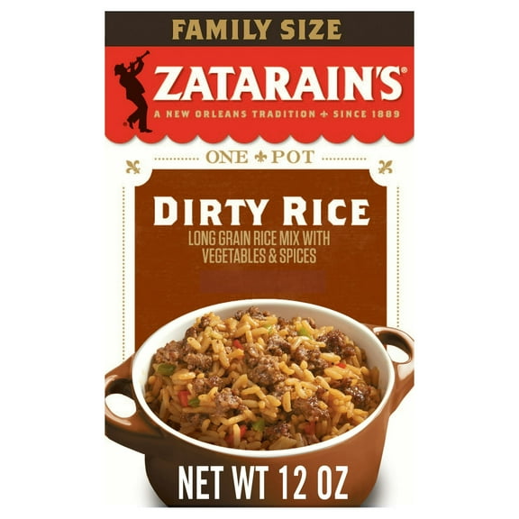 Zatarain's No Artificial Flavors Gluten Free Family Size Dirty Rice Mix 12 oz Box (Pack of 6)