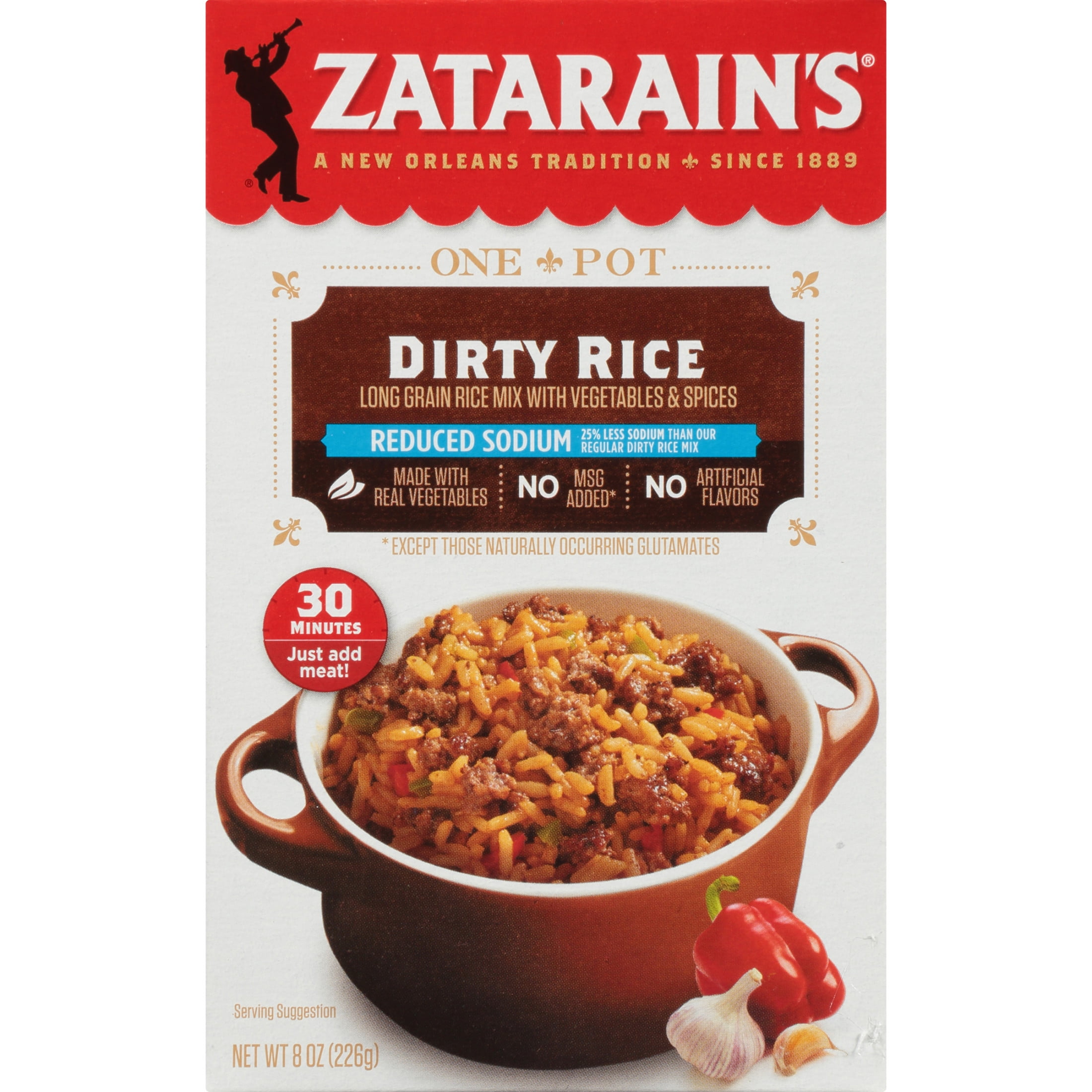 Zatarain's No Artificial Flavors Gluten Free Reduced Sodium Dirty Rice, 8.0 oz Box