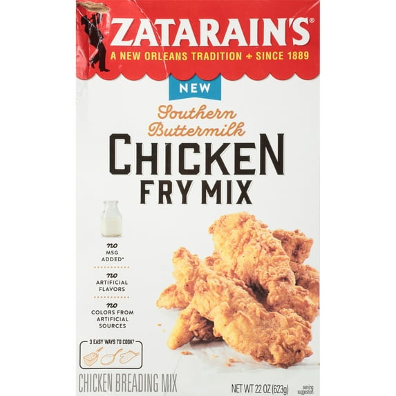Zatarain's No Artificial Flavors Southern Buttermilk Chicken Fry Mix, 22.0 oz Box