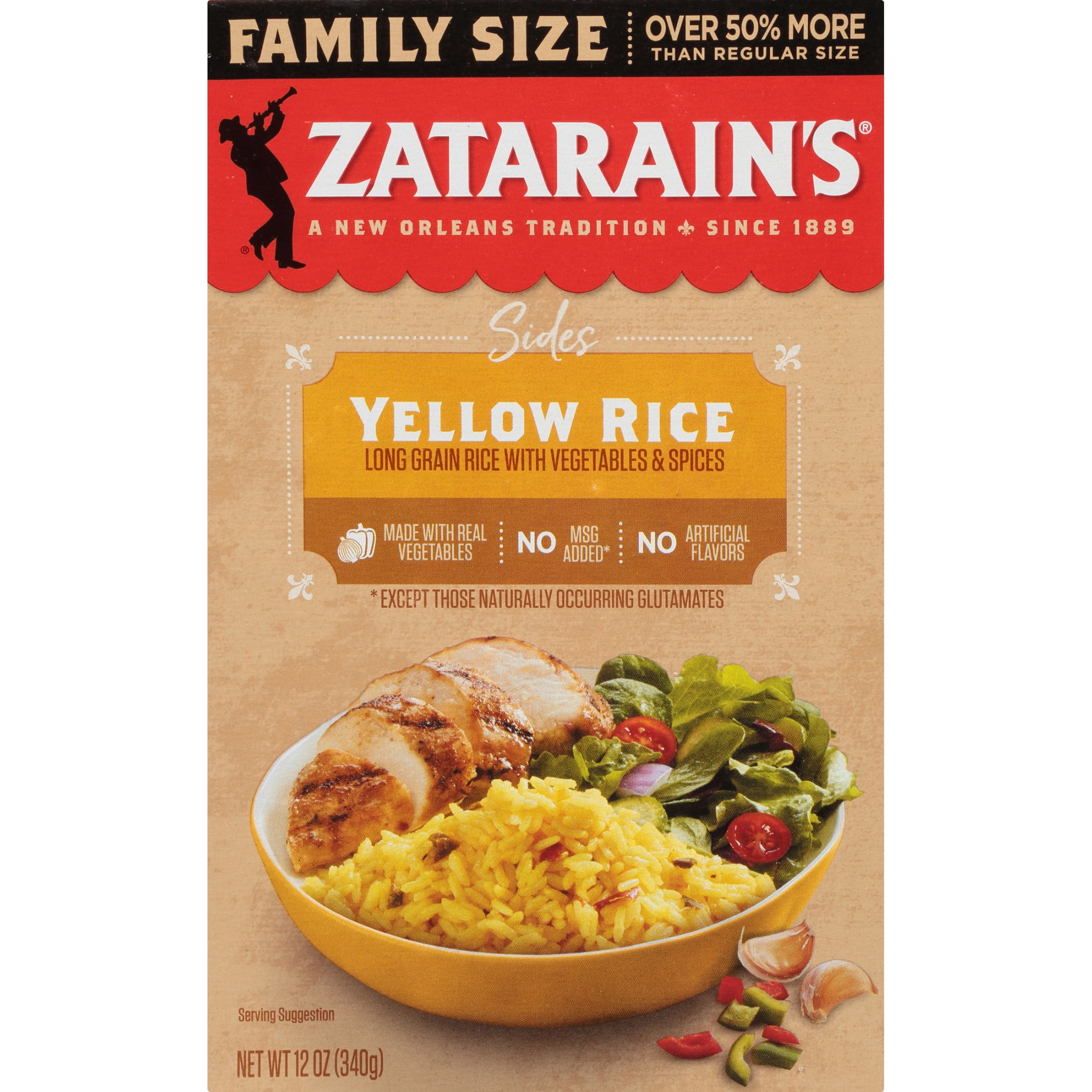 Zatarain's Non-GMO Gluten Free Family Size Yellow Rice, 12.0 oz Box
