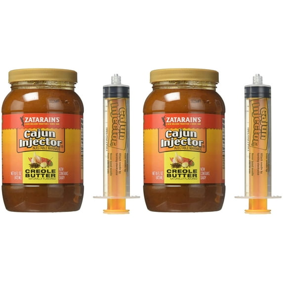 Zatarains Cajun Injector Creole Butter Recipe Injectable Marinade with Injector, 16 oz - 2 Pack