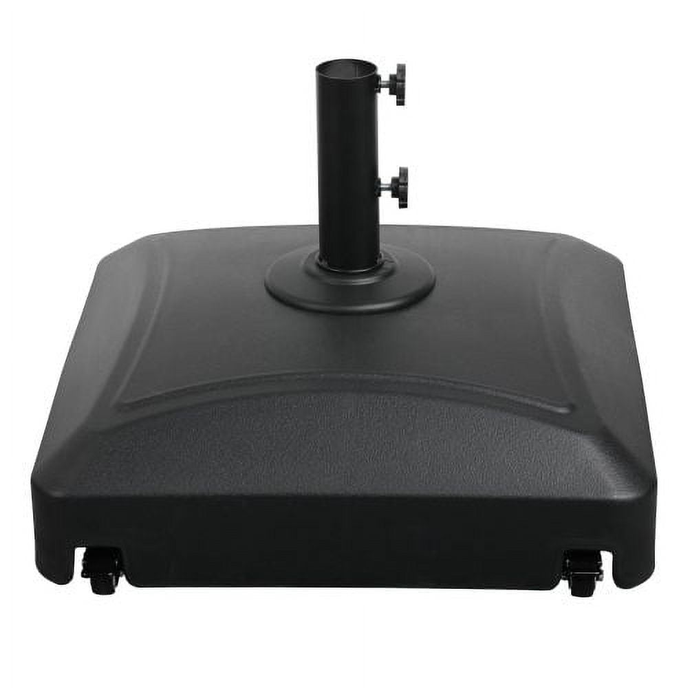 Black Heavy Duty Fillable Mobile Patio Umbrella Base with Wheels