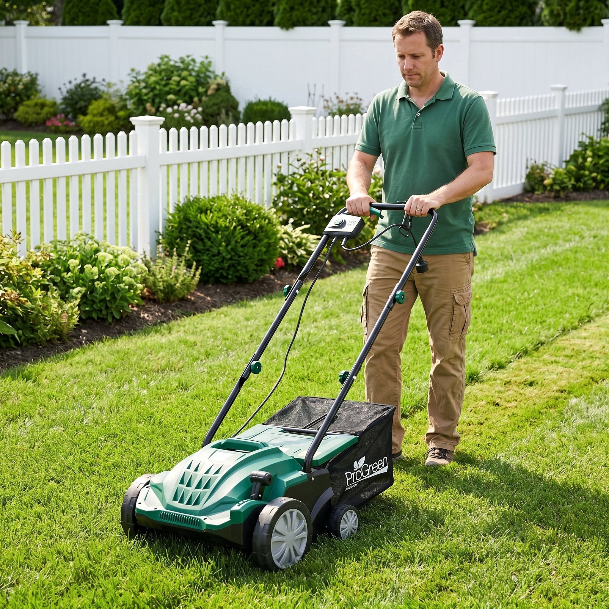 Zateety Electric Dethatcher, 13" 2-in-1 Lawn Scarifier, 12 Amp Corded Dethatcher with 31.7QT Collection Bag, 4 Height Adjustments - Garden Scarifier