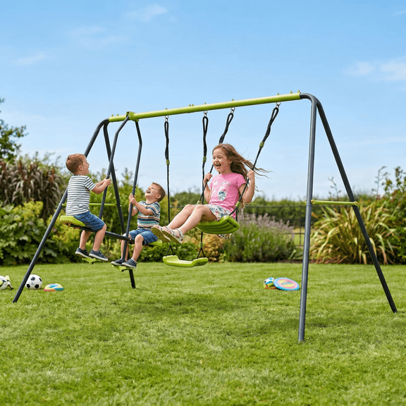 Zateety 2 Metal Swing Set Green