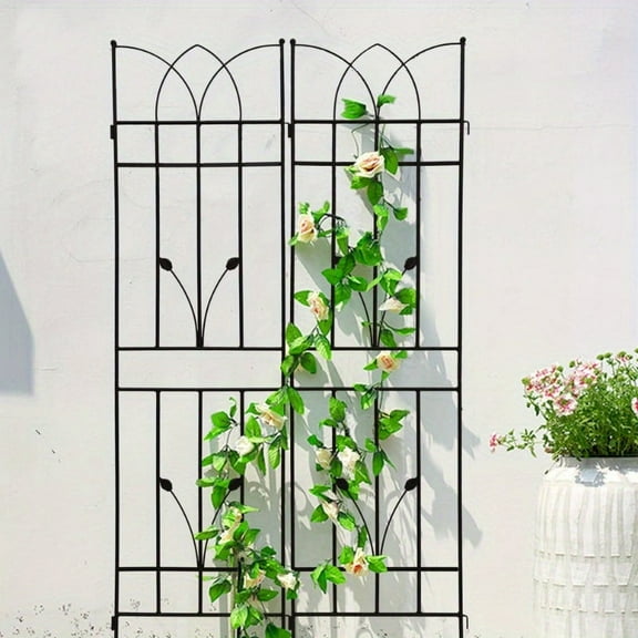 Zateety 2 Pack Metal Garden Trellis 71" x 17.7" Rustproof Trellis for Climbing Plants Outdoor Flower Support Black