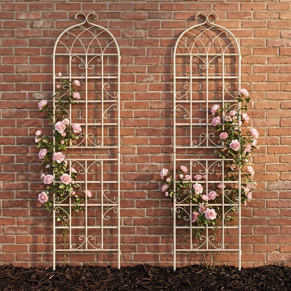 Zateety 2 Pack Metal Garden Trellis 86.7" x 19.7" Rustproof Trellis for Climbing Plants Outdoor Flower Support White