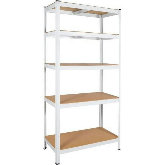 Zateety 5 Tier Laminated White Metal Shelving Unit Adjustable Garage Storage Utility Rack Heavy Duty Shelves Organization Multipurpose Shelf Warehouse Basement Pantry 29" W x 12" D x 59" H 1Pack