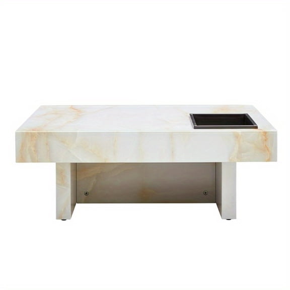 Zateety A Modern and Practical Coffee Table with Imitation Marble Patterns, Made of MDF Material. The Fusion of Elegance and Natural Fashion 31.4"* 31.4"* 12 "