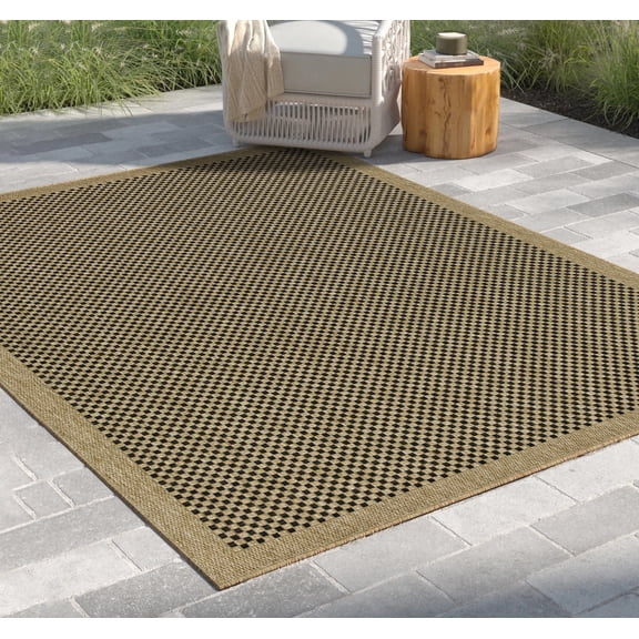 Zateety Earth Jute/Black 7 ft. 10 in. x 10 ft. 3 in. Indoor/Outdoor Area Rug