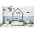 thumbnail image 1 of Zateety  Full Roof-framed Headboard Floor Bed with Headboard Guardrails, without Slats ,Grey, 1 of 9
