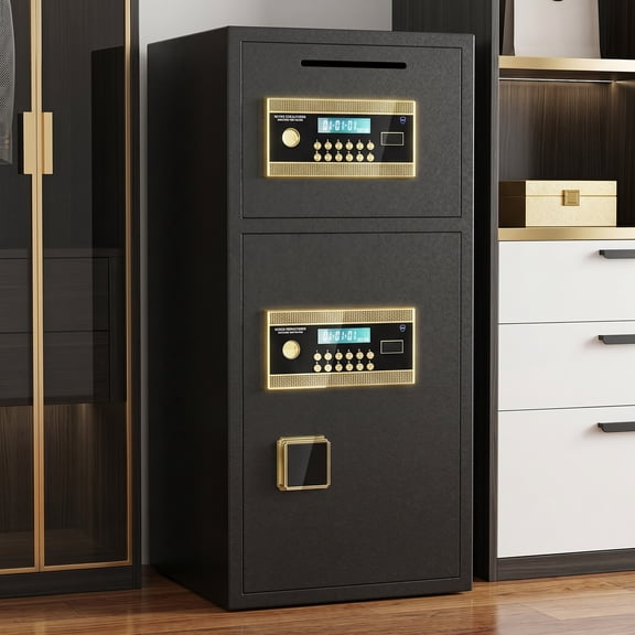 Zateety Large Double-door Coin-operated Safe,Digital Security Safe with Fireproof and Waterproof Bag,5.0 Cubic Feet Safe Box with Hidden Code Function for Home,Office and Hotel