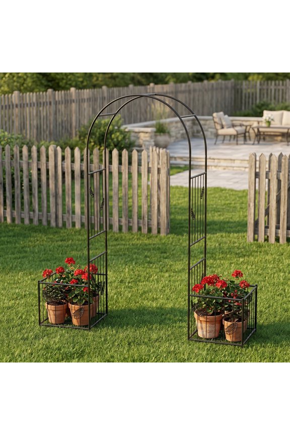 Metal Garden Arch Garden Arbor Trellis Climbing Plants Support Arch Outdoor Arch Wedding Arch Party Events Archway Black