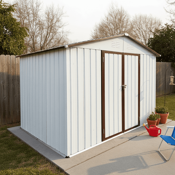Zateety Metal garden sheds 10ft×8ft outdoor storage sheds Green + White
