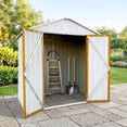 thumbnail image 1 of Zateety Outdoor storage sheds 4FTx6FT Apex roof White+Yellow, 1 of 10