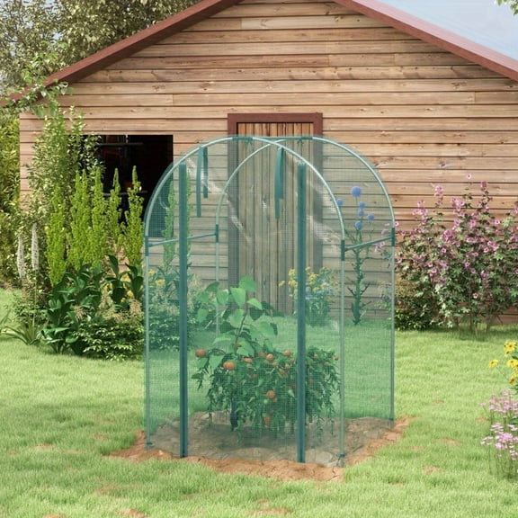 Zateety Outsunny 4' x 4' crop cage, plant protection tent with zipper door and galvanized steel frame, fruit cage mesh cover, protective cover suitable for gardens, courtyards, lawns, green spaces