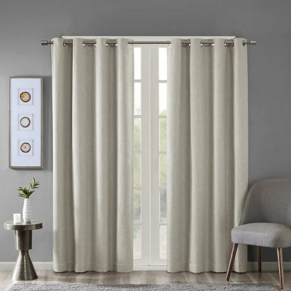 Zateety Printed Heathered Blackout Grommet Top Curtain Panel