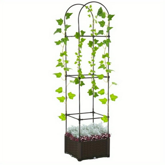 Zateety Raised Garden Bed with Trellis, Self-Watering Planter Box, 69.7" Tomato Planters for Climbing Plants Vegetable Vine Flowers