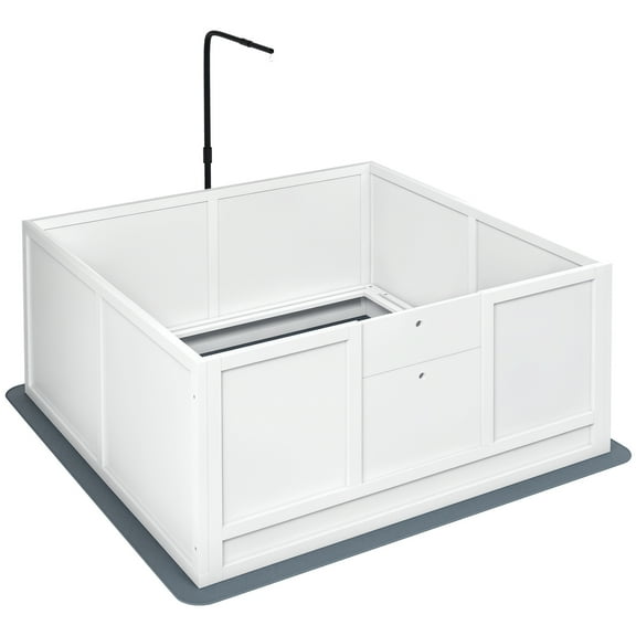 Zateety Whelping Box for Dogs with Retractable Light Stand, Birth Dog Whelping Box for Puppies with Pig Rail, Pee PadAdjustable Height Door for Small, Medium & Large Breed Dogs, 41" X 39"