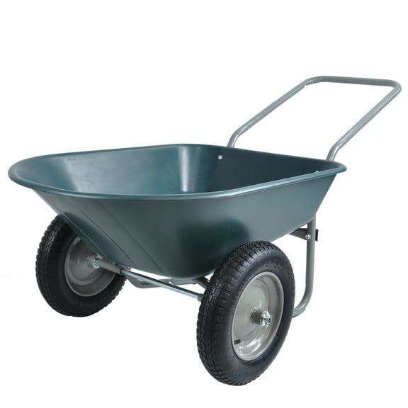 Zateety wheel barrow Two wheeled trolley for green garden 15 inch pneumatic wheel WB1001GN