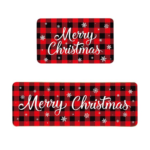 Zatoumnr 2 Pcs Christmas Kitchen Rugs and Mats, Non-Slip Backing, Festive Seasonal Kitchen Floor Decor Christmas Holiday Gifts Decorations Party Holiday Supplies