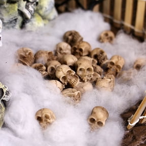 Zatoumnr 40-Pack Mini Resin Skulls (0.67 Inch), 4 Random Styles for Halloween Crafts, DIY Decor and Spooky Displays