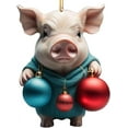 thumbnail image 1 of Zatoumnr Acrylic Pig Flat Car Pendant, Novelty Christmas Tree Ornament, Unique Pig-shaped Hanging Decoration Christmas Hanging Ornament Party Holiday Supplies, 1 of 8