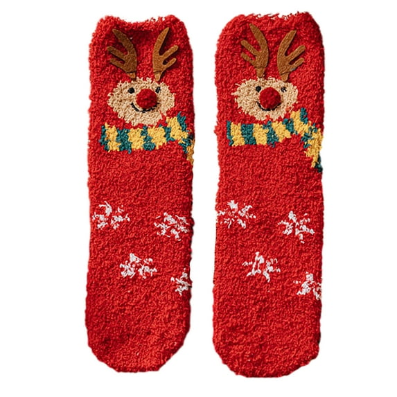 Zatoumnr Christmas Stocking with Plush Characters Faux Furs Cuff Warm Winter Socks for Family and Party Accessory Christmas Gifts for Women Men Family Christams Holiday Supplies