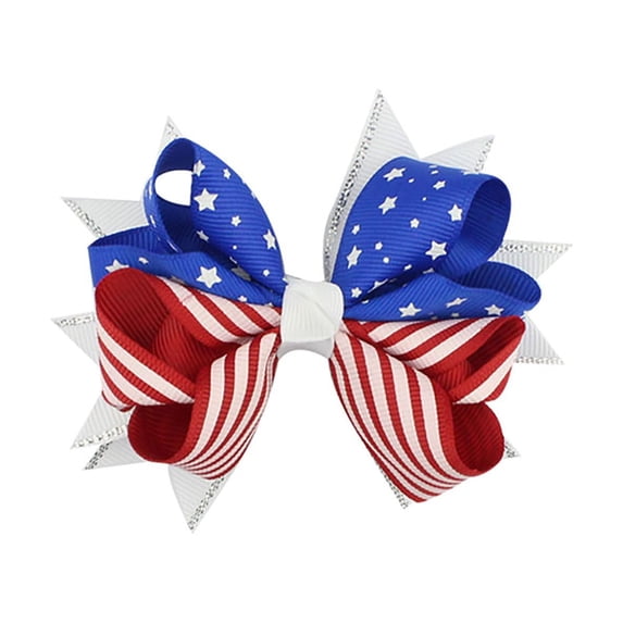 Zatoumnr Girls American Flag Hair Bow Hair Clips Independence Day Hair Scrunchies Patriotic Fashion Holiday Independence Day Hair Accessories Patriotic Hair Bows Hairpins Barrette for Girls