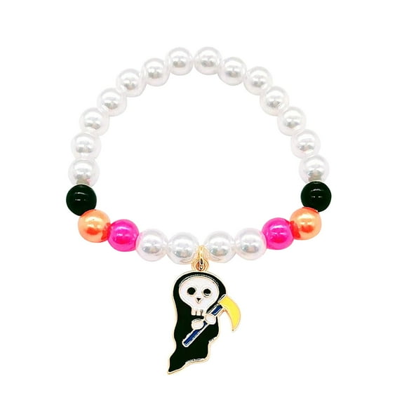 Zatoumnr Halloween Hand Beaded Hand Decorated Pumpkin Halloween Orange Bracelet Fall Home Holiday Decor Party Supplies