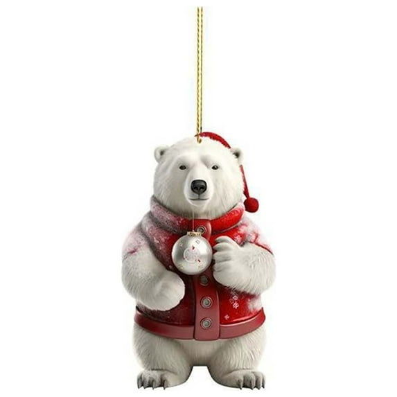 Zatoumnr Home Decorations Cute Bear Christmas Scene Decoration Pendant, Polar Bear Themed Accessory Christmas Decorations Indoor Outdoor Christmas Gifts for Women Men Family