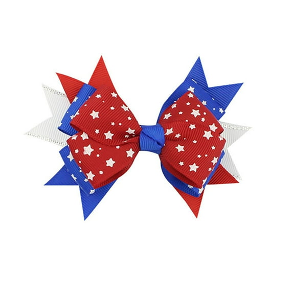 Zatoumnr Patriotic Hair Bows Hairgrips Girls American Flag Hair Bow Hair Clips Independence Day Hair Scrunchies Patriotic Fashion Holiday Independence Day Hair Accessories