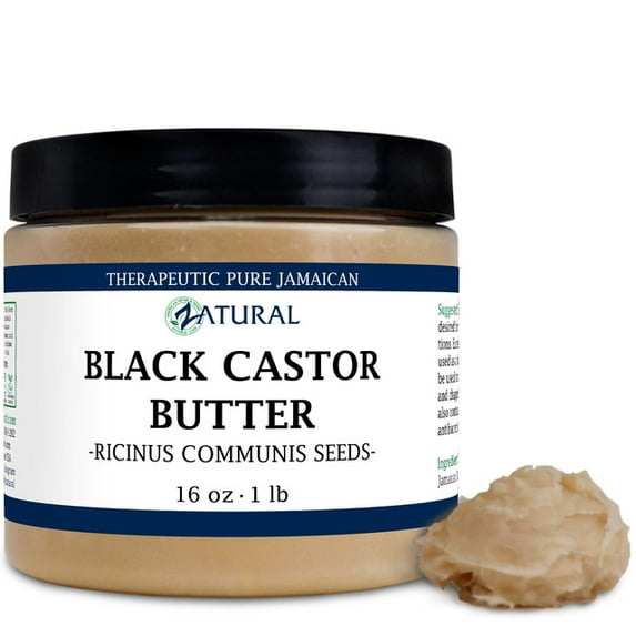 Zatural Black Castor Oil Body & Hair Butter - 2-Ingredient Jamaican Black Castor Oil & Shea Butter, 16 oz