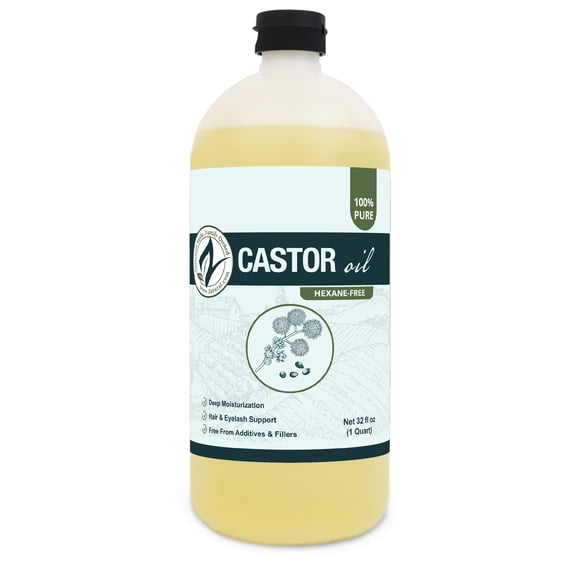 Zatural Castor Oil - 100% Pure Organic Ricinus Communis Seed Oil, Cold-Pressed for Hair, Skin & Massage, 32 fl oz
