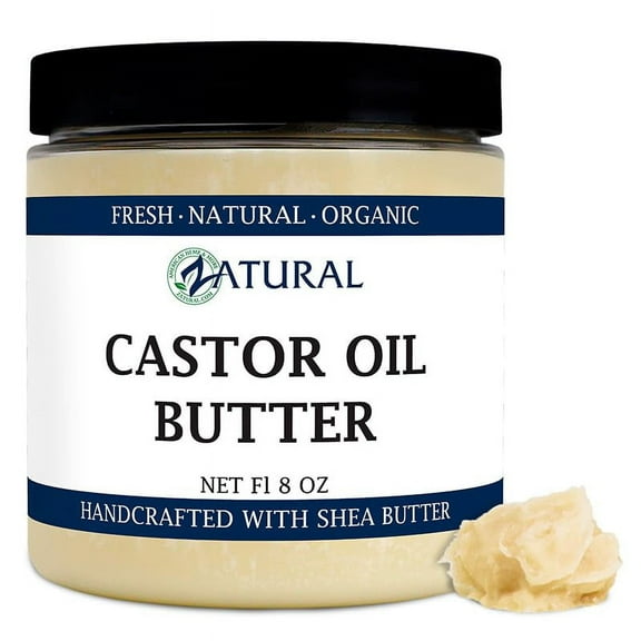 Zatural Castor Oil Body Butter - Organic Castor & Shea Butter for Skin Moisturizing & Hair Care, 8 oz