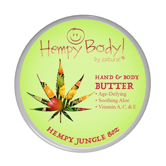 Zatural Hemp Body Butter, Hempy Body Hand & Body Butter, Soothing Aloe, Vitamin A, C, & E, Hempy Jungle, 8 oz