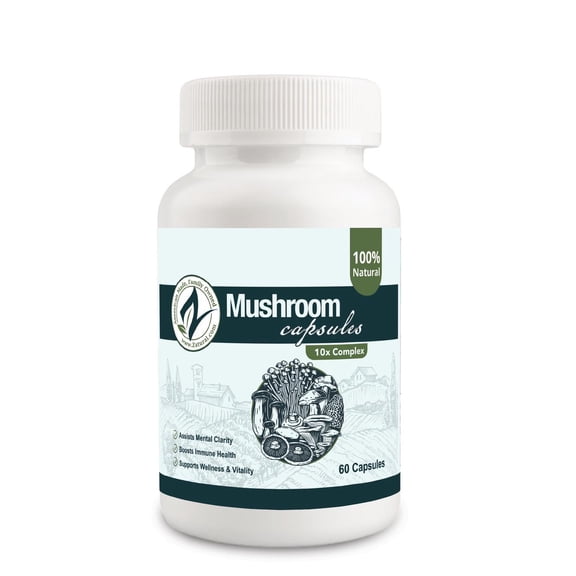 Zatural Mushroom 10X Complex Capsules, 10-in-1 Mushroom Supplement with Lion’s Mane, Reishi, Cordyceps & Chaga