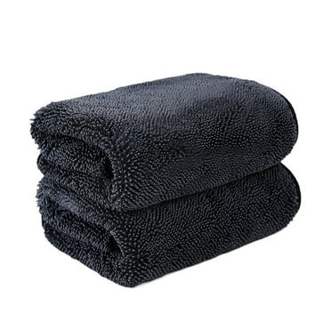 Zauma Towels,Microfiber Towels for Cars,Blackline Car Cleaning Supplies,Xl 1300 Premium Ultra Soft Microfiber, Twisted-Loop Microfiber Towels for Cars 24" X 36"