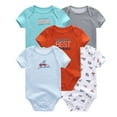 thumbnail image 1 of Zavbaby Baby Boy Girl Cotton Short Sleeve Bodysuits,5-Pack,Sizes 0-12M, 1 of 11