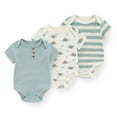 thumbnail image 1 of Zavbaby Baby Boy Girl Ribbed Short Sleeve Cotton Bodysuits,3-Pack,Sizes 0-12M, 1 of 9