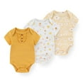 thumbnail image 1 of Zavbaby Baby Boy Girl Ribbed Short Sleeve Cotton Bodysuits,3-Pack,Sizes 0-12M, 1 of 9
