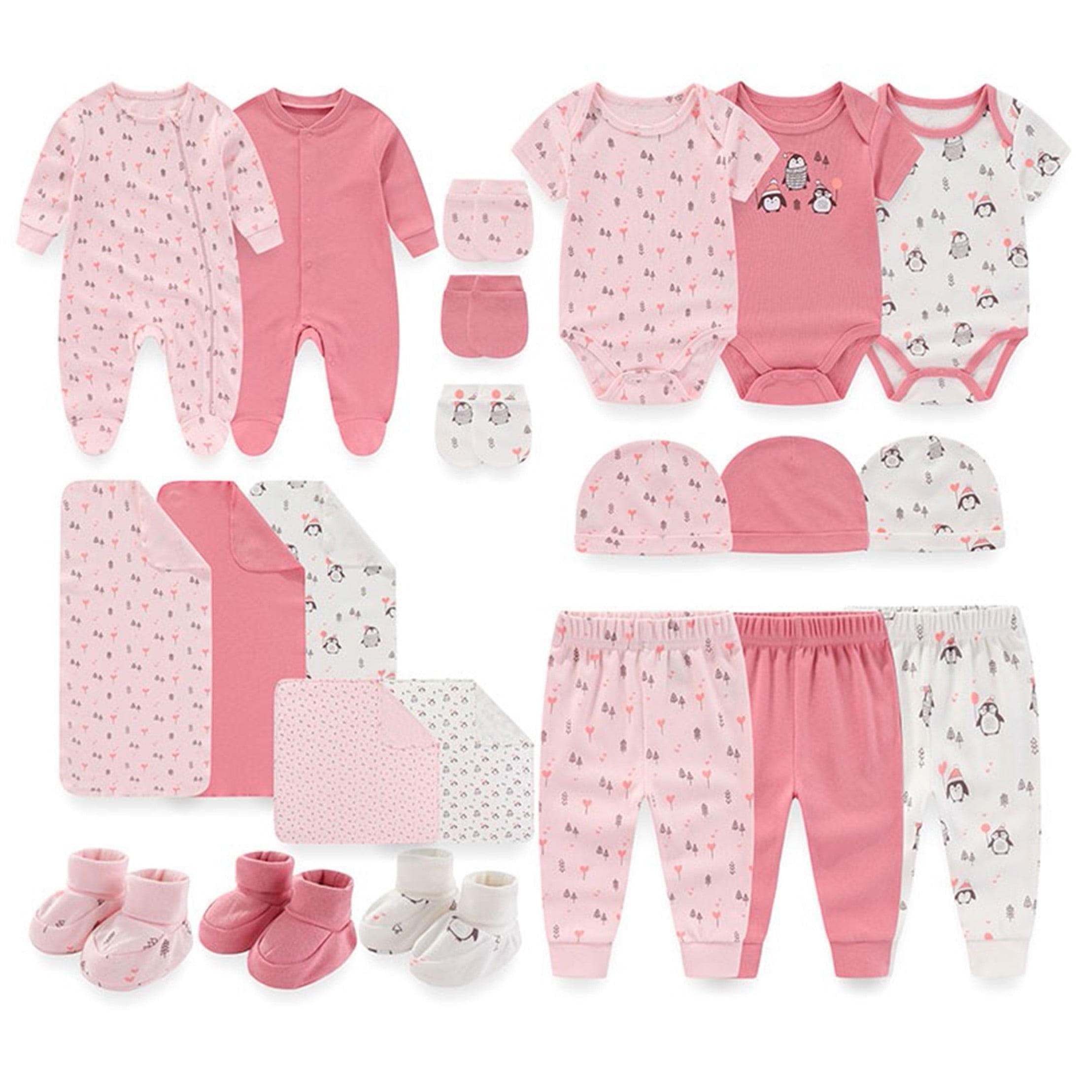 Zavbaby Newborn Essential Neutral Cotton Baby Layette Gift Set,22-Pieces,Sizes 0-3M