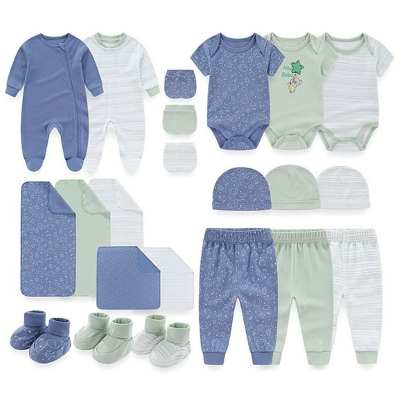 Zavbaby Newborn Essential Neutral Cotton Baby Layette Gift Set,22-Pieces,Sizes 0-3M