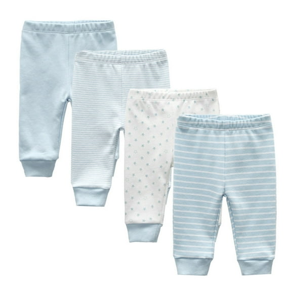 Zavbaby Unisex 4 Pieces Newborn Pants Sets Soft Cotton Infants Bottoms 0-12M